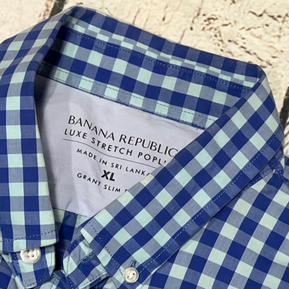 Banana Republic Checkered Slim Fit Button Down Shirt Mens - Picture 3 of 5